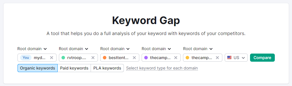 Keyword gap